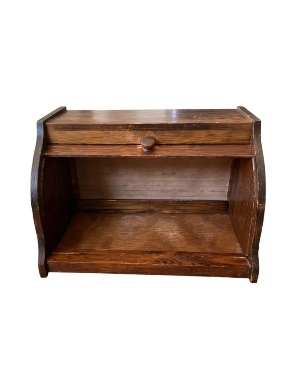 Vintage Handmade Amish Wooden Roll Top Bread Box